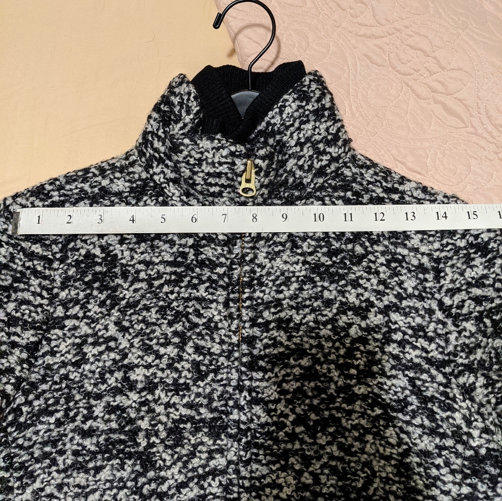 J.Crew LODGE COAT SPECKLED BOUCLE Sz 2 Ivory Black - Picture 5 of 6